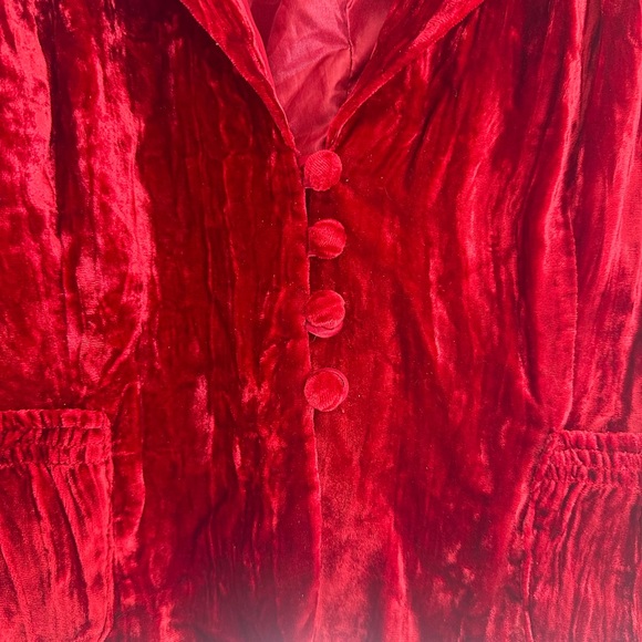 Vintage Crush Velvet Crop Jacket padded shoulders pockets and loop buttons Med - Picture 2 of 8